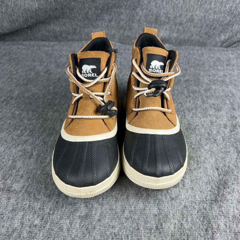 Sorel‎ Boots kids youth Size 4 Brown Black Waterproof Suede Ankle Duck Rain Boot